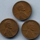 1944 Lincoln "Wheat" Cents (3) - All 3 Mints (P/D/S) - Circulated