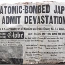 BOSTON EVENING GLOBE - August 7, 1945 - World War II - Hiroshima Atomic Bombtion BOSTON EVENING GLOBE - August 7, 1945 - World War II - Hiroshima Atomic Bombtion
