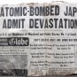 BOSTON EVENING GLOBE - August 7, 1945 - World War II - Hiroshima Atomic Bombtion