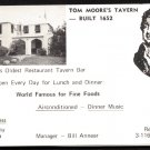 BERMUDA - Tom Moore's Tavern - 1970s Advertising Card