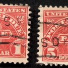 1930-31 UNITED STATES - J77 & J78 - $1 & $5 Postage Due - Used Singles