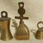 Three Vintage Small Brass Bells from India - "BELLS OF SARNA"