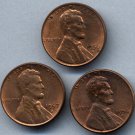 3 Different Lincoln "Wheat" Cents - 1956-D, 1957-D, 1958-D - Circulated