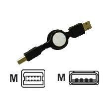 eTech Retractable USB cable-Type A To Type B 30"