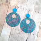 Danielle Turquoise Glitter Dot Wood Earrings