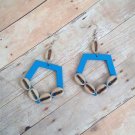 Zara Blue Wood Cowrie Shell Earrings