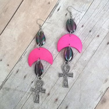 Myla Pink Ankh Earrings