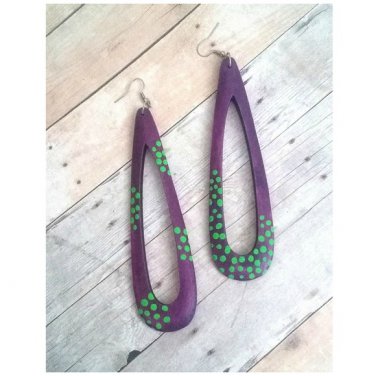 Hope Purple & Green Polka Dot Earrings