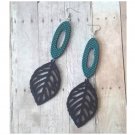 Camila Black & Turquoise Leaf Earrings