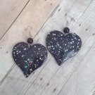 Paris Black & Silver Heart Earrings