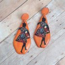 Charlee Orange Lady Wood Earrings