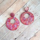 Sawyer Red, Gold & Lavender Accent Wood Earrings