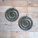 Quinn Black & Green Glitter Swirl Earrings