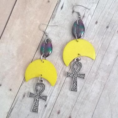 Maci Yellow Ankh Earrings