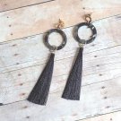 Kinsley Gray & Black Tassel Earrings