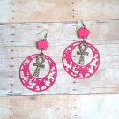 Ellie Pink & Silver Ankh Earrings