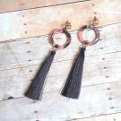 Kennedy Pink & Black Tassel Earrings