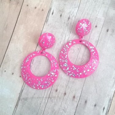 Kiara Pink & Silver Glitter Earrings