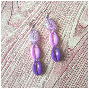 Nylah Purple Cowrie Shell Earrings