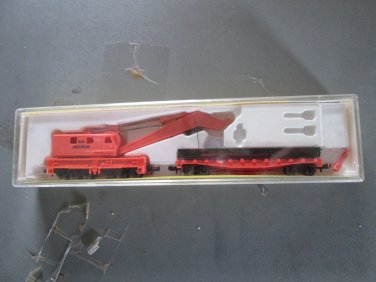 Model Power Crane w/Work Car Amtrak N Scale