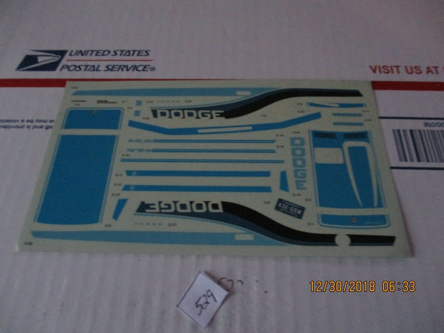 Dodge kit Decal Sheet 1/24/25 scale (decals only) from (529) read desc