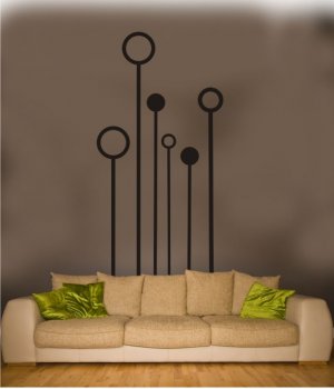 vinyl wall art decal stemmed circles 30" x 60"