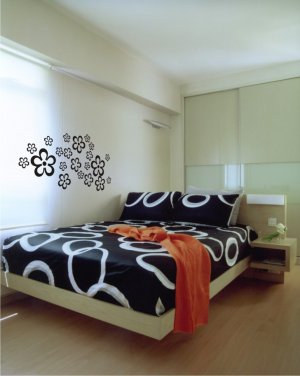 vinyl wall art decal sticker, hibiscus (20" x 37")
