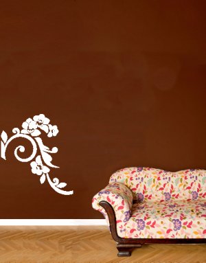 vinyl wall art decal . medium japanese floral . 22 inches x 25 inches