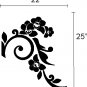 vinyl wall art decal . medium japanese floral . 22 inches x 25 inches