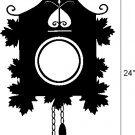 vinyl wall art decal . vintage cuckoo clock . 14 inches x 24 inches