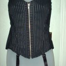 Black Pinstripe LIPSERVICE Corset w/Garters