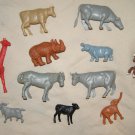 Marx MPC ? vtg farm woodland zoo animals Cows Horses Giraffe Rhino Goat Hippo
