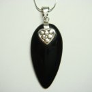Sterling Silver Pendant Heart with Onyx Stone