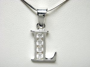 925 Sterling Silver CZ Initial Letter L Charm Pendant