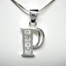 925 Sterling Silver CZ Initial Letter P Charm Pendant