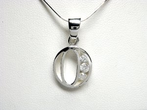 925 Sterling Silver CZ Initial Letter O Charm Pendant