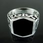 925 Sterling Silver Men's Black Onyx Celtic Irish Oxidized Sides Ring 12g