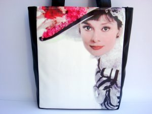 Audrey Hepburn Vintage Hat Retro Large Tote Bag Purse