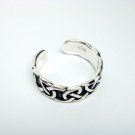 925 Sterling Silver Celtic Oxidized Adjustable Toe Ring