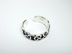 925 Sterling Silver Celtic Oxidized Adjustable Toe Ring