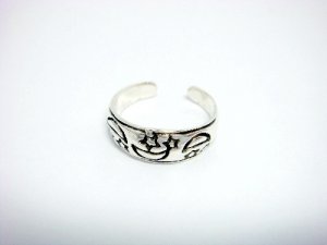 925 Sterling Silver Stars Moon Oxidized Adjustable Toe Ring