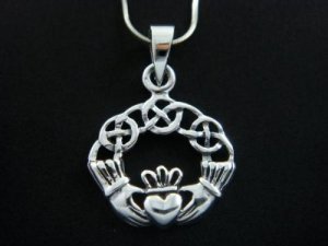 925 Sterling Silver Celtic Irish Claddagh Charm Pendant