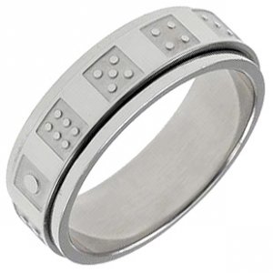 316L Surgical Stainless Steel Dice Spinner Ring Size 12