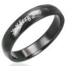 316 Black Polished Stainless Steel Sexy Tribal Engraved Ring Size 7-8