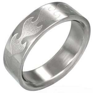 316L Surgical Stainless Steel Tribal Flame Band Ring Size 7-11