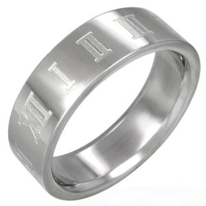 316L Stainless Steel Roman Numeral Band Ring