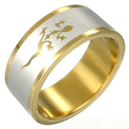 316L Gold Plated Stainless Steel Lucky Lizard Ring