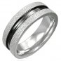 316L Stainless Steel 2-Tone Sandblasted Flat Band Fashion Ring