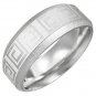 316 Stainless Steel Greek Key Satin Finished Beveled Edge Ring