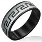 316 Stainless Steel 2-Tone Greek Key Satin Finish Beveled Edge Ring